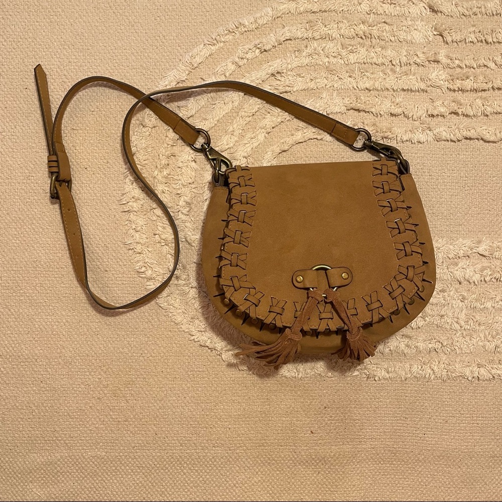 Vegan Leather Saddle Bag - Tan/Light Brown